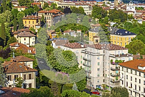 Aerial skyline view of Bergamo city, Lombardy, Italy