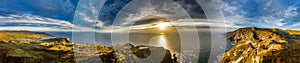 Aerial of Slieve League Cliffs are among the highest sea cliffs in Europe rising 1972 feet or 601 meters above the