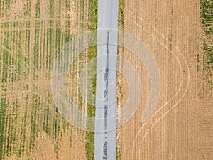 Aerial of the Small Town surrounded by farmland in Shrewsbury, P