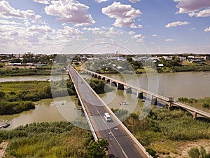 Aerial of small town of Upington, on the Orange Rover, South Africa