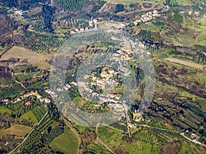 Aerial of a small typical village in the Arezzo region