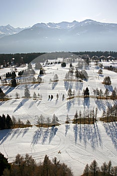 Aerial snow scene