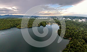 Aerial of South Carolina Lake Jocassee Gorges Upstate Mountains