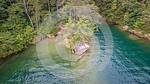 Aerial of South Carolina Lake Jocassee Gorges Upstate Mountains