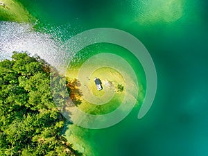 Aerial of South Carolina Lake Jocassee Gorges Upstate Mountains