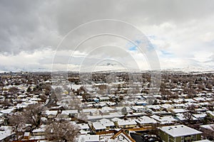 Aerial Sparks Nevada residential district in winter