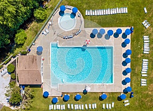 Aerial photo of outdoor public pool