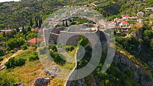 This aerial stock video captures the stunning ruins of the Old Bar or Stari Bar, a historical landmark in Montenegro