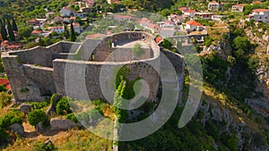 This aerial stock video captures the stunning ruins of the Old Bar or Stari Bar, a historical landmark in Montenegro