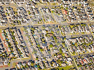 Aerial of suburbia. Aerial shot of suburban development.
