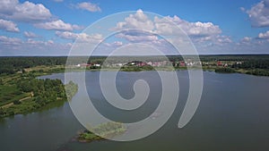 Aerial summer lake view