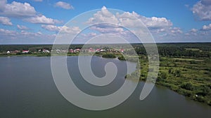 Aerial summer lake view