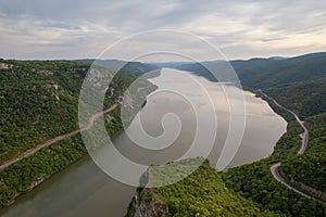 Aerial summer landscape above the Danube Gorge photo