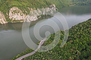 Aerial summer landscape above the Danube Gorge photo