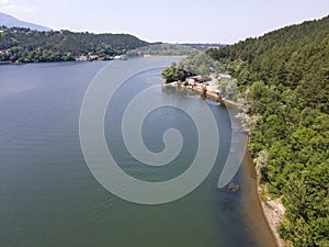 Aerial summer view of Pancharevo lake, Bulgaria