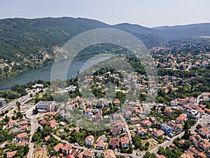 Aerial summer view of Pancharevo lake, Bulgaria