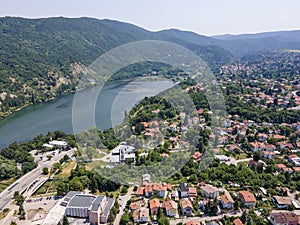 Aerial summer view of Pancharevo lake, Bulgaria