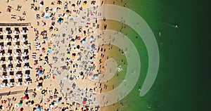 Aerial Summer View Of People Crowd Having Fun On Beach