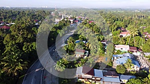 Aerial sun light over the Malays kampung