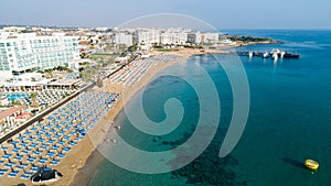 Aerial Sunrise beach, Protaras, Cyprus