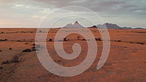 Aerial Sunset Drone View of Spitzkoppe Namib Desert, Damaraland, Namibia Africa