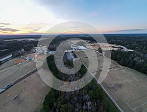 Aerial sunset landscape of Patriots Park baseball fields in Grovetown Augusta Georgia