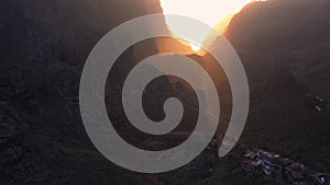 Aerial sunset of Masca valley, Tenerife Canary Islands