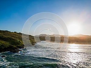 Aerial Sunset over Coffs Harbour inlet