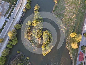 Aerial Sunset view of City of Plovdiv, Bulgaria