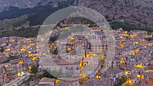 Aerial sunset view of Stilo, Calabria, Italy