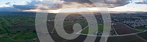 Aerial of Sunset and Vineyards in Livermore, California