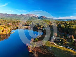 Aerial of Table Rock State Park near Greenville, South Carolina, USA.