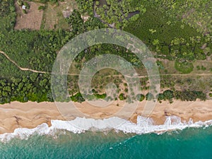 Aerial Tangalle beach Sri Lanka view from above