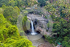 Aerial from Tegenungan Waterfall in Bali Indonesia