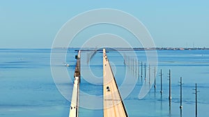 Aerial telephoto video Florida Keys 7 Seven Mile Bridge 2023