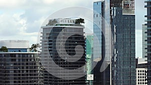 Aerial tight shot parallax SLS Lux Brickell Miami