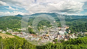 Aerial timelapse of Gatlinburg, Tennessee