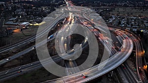 Aerial Timelapse of Highway Traffic Day to Night