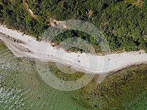 Aerial top down of coast on the Island of Rugen in Mecklenberg Vorpommern