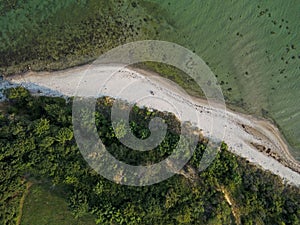 Aerial top down of coast on the Island of Rugen in Mecklenberg Vorpommern