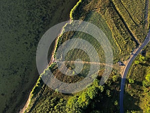 Aerial top down of coast on the Island of Rugen in Mecklenberg Vorpommern