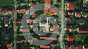 Aerial top down shot of a residential buildings and gardens in Seyssins, France
