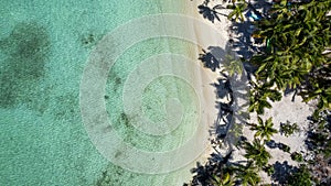 Aerial top down view of the beautiful Stingray Beach, Long Island