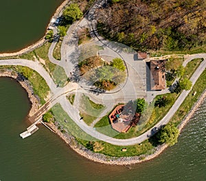 Aerial top down view of Cheat Lake Park near Morgantown