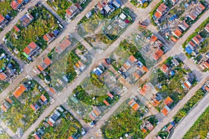 Aerial top-down view high altitude of slum a heavily populated urban informal settlement characterized builders and wage workers