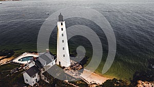 Aerial of Historic Judith Point Lighthouse - New London, Connecticut photo