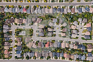 Aerial Top Down View of Residential Neighbourhood in Calgary, Alberta, Canada