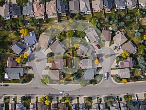 Aerial Top Down View of Residential Neighbourhood in Calgary, Alberta, Canada