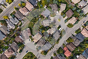 Aerial Top Down View of Residential Neighbourhood in Calgary, Alberta, Canada photo