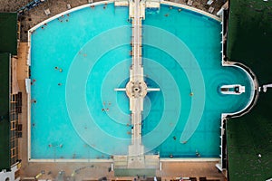 Aerial top down view about the thermal bath at Harkany.
